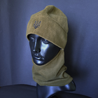 Комплект шапка и бафф флисовая тактическая мужская женская зимняя с гербом Украины Zepma Пиксель (шапкабаф1) - изображение 1