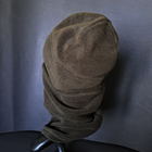 Комплект шапка и бафф флисовая тактическая мужская женская зимняя с гербом Украины TACTICAL Темная олива (шапкабаф1) - изображение 4