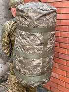 Рюкзак сумка баул темно-зеленый пиксель 130 л военный ЗСУ тактический баул, баул армейский - изображение 5