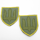 Шеврон Герб 9*8см ЗСУ олива із золотою обкантовкою, Тризуб колір зелений фон олива, армійська нашивка ЗСУ - зображення 3