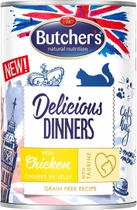 Вологий корм для котів Butcher's Delicious Dinners Шматочки курки в желе 400 г (5011792007561) - зображення 1