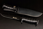 Охотничий нож Kandar NT189 черный в чехле на пояс - изображение 4