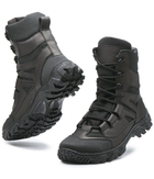 Берцы демисезонные ботинки тактические мужские, натуральна кожа и кордура, размер 45, Bounce ar. JH-0945, цвет черный - изображение 1