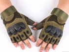 Перчатки тактические с косточками без пальцев M длинна 15.5см ширина 9.8см Оливковые - изображение 2