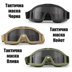 Тактичні захисні окуляри, маска Daisy зі змінними лінзами / Панорамні незапітніючі для ЗСУ. Чорна - зображення 2