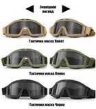 Тактичні захисні окуляри, маска Daisy зі змінними лінзами / Панорамні незапітніючі для ЗСУ. Чорна - зображення 4