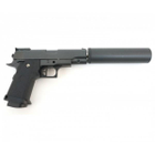 Страйкбольный Пистолет с глушителем COLT 1911 PD Galaxy G10A металл, пластик стреляет пульками 6 мм Черный - изображение 7