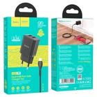 Универсальное зарядное устройство hoco. premium product N25 с двумя USB-портами ЮСБ 5V / 2.1A и кабелем Lightning
