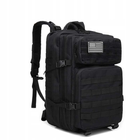 Дволямковий плечовий рюкзак туристичний похідний швидкознімний 45 л OXFORD 900D із системою вентиляції та сіткою MOLLE бічні стяжки чорний - зображення 1