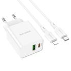 Сетевое зарядное устройство Borofone BA69A 1USB/1Type-C, QC/PD, 20W, 3A адаптер с Lightning кабелем