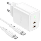 Сетевое зарядное устройство BOROFONE BN9 2Type-C, QC/PD, 35W, 3A адаптер с Type-C кабелем
