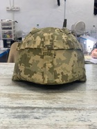 Кавер на каску мич с креплением для очков шлем маскировочный чехол на каску Mich цвет пиксель ЗСУ армейская - изображение 4