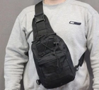 Однолямковий міський тактичний рюкзак Tactical барсетка сумка із системою molle на 7 л Black (095-black) - зображення 3