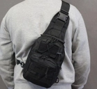 Однолямочный городской тактический рюкзак Tactical барсетка сумка с системой molle на 7 л Black (095-black) - изображение 4
