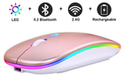 Беспроводная бесшумная игровая мышь iMice PM1 Rose 2.4G + Bluetooth с аккумулятором и подсветкой