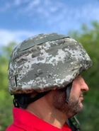 Кавер на каску с креплением для очков шлем маскировочный чехол на каску ЗСУ водонепроницаемый цвет пиксель - изображение 5