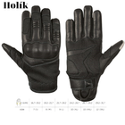 Тактические сенсорные кожаные перчатки Holik Beth black размер 2XL - изображение 3