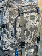 Универсальный рюкзак тактический 75 литров, военный водоотталкивающий рюкзак из плотной тактической ткани Пиксель - изображение 5