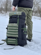 Универсальный рюкзак тактический 75 литров, военный водоотталкивающий рюкзак из плотной тактической ткани черный олива - изображение 3