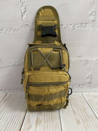 Тактическая мужская однолямочная нагрудная сумка через плечо коричневая - изображение 4