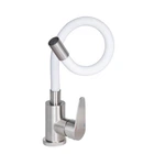 Смеситель для кухни с гибким изливом Lidz Vida 015F3 White/Nickel