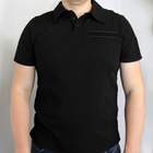 Футболка поло чорна з липучками, поліцейська футболка котон, тактична сорочка під шеврони (розмір M) - зображення 1