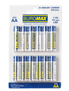 Набор элементов питания (щелочные батарейки) Buromax LR6 AA 1,5V 12шт в упаковке (BM.5900-12)