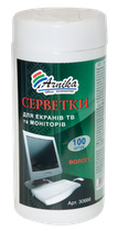 Салфетки влажные для экранов ТВ и мониторов Арника 100шт в банке (30666)