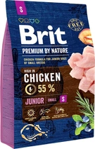 Сухий корм для цуценят та молодих собак дрібних порід Brit Premium Junior S зі смаком курки 3 кг (8595602526260) - зображення 1