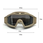 Тактическая защитная маска для глаз, защитные очки 3 сменных линзи и чехол Army Green - изображение 7