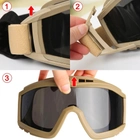 Тактическая защитная маска для глаз, защитные очки 3 сменных линзи и чехол Army Green - изображение 9