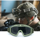 Тактична маска захисна для очей Army Green 3 змінних лінзи та захисний чохол окуляри захисні від високих температур та порохових газів - зображення 8