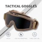 Тактическая защитная маска для глаз, защитные очки 3 сменных линзи и чехол Army Green - изображение 10