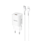 Сетевое зарядное устройство Hoco N19 Rigorous PD25W и кабель Type-C - Lightning White