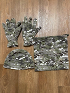 Комплект 3в1: Шапка, баф, рукавички на флісі армійські Камуфляж - зображення 3