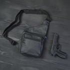 Сумка для скрытого ношения оружия оружейная сумка из натуральной кожи Черная - изображение 3