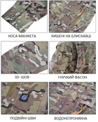 Тактическая куртка-бомбер HAN WILD мультикам армейская ветрозащитная водонепроницаемая р.XL - изображение 3