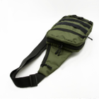 Тактическая сумка-слинг с кобурой на липучке плечевая однолямочная, олива через плечо, нагрудная сумка-кобура - изображение 7