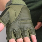 Чоловічі рукавиці без пальців тактичні, рукавиці тактичні олива стрілецькі, Тактичні рукавички для самооборони Олива (L) - зображення 4