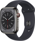 Smartwatch Apple Watch Series 8 GPS + Cellular 45mm Graphite Stainless Steel Case with Midnight Sport Band (MNKU3) - obraz 1