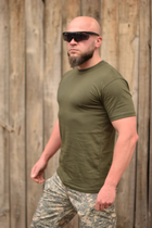 Тактична чоловіча футболка 54 розмір XXL військова армійська бавовняна футболка колір олива хакі для ЗСУ 26-106 - зображення 3
