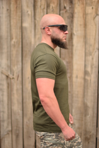 Тактична чоловіча футболка 54 розмір XXL військова армійська бавовняна футболка колір олива хакі для ЗСУ 26-106 - зображення 4