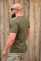 Тактична чоловіча футболка 48 розмір M військова армійська бавовняна футболка колір олива хакі для ЗСУ 26-103 - зображення 6