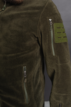 Кофта флисовая мужская военная тактическая с липучками под шевроны ВСУ (ЗСУ) Турция 7343 L хаки - изображение 6