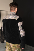 Кофта флисовая мужская военная тактическая с липучками под шевроны ВСУ (ЗСУ) Мультикам 8046 54 размер черная - изображение 4
