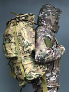 Рюкзак баул 100 л вологостійкий анатомічний Мультикам тактичний для військових армійський з капюшоном - зображення 3
