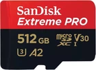 Карта пам'яті SanDisk microSD 512GB C10 UHS-I U3 R200/W140MB/s Extreme Pro V30 + SD