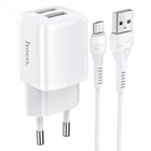 Мережевий зарядний пристрій HOCO Micro USB Cable Briar dual port charger set N8 | 2USB, 5V / 2.4A | (Safety Certified)