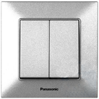 Выключатель двухклавишный Arkedia Slim Panasonic серебристый