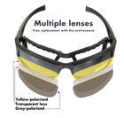 Тактические очки с поляризацией DAISY X7 чёрные, очки для военных, 4 комплекта сменных линз 1.5 мм, в футляре с карабином - изображение 5